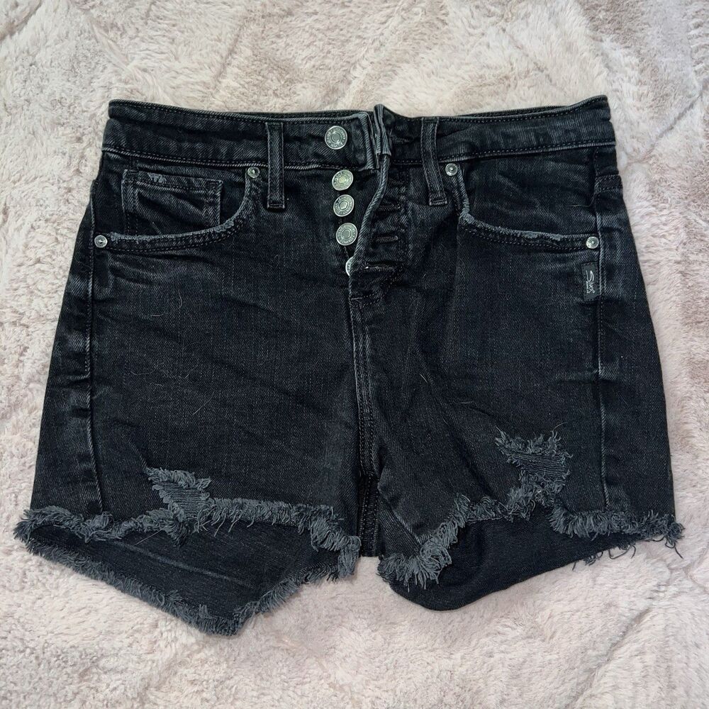 Silver Jeans co beau short black button fly women’s size 26 small black silver